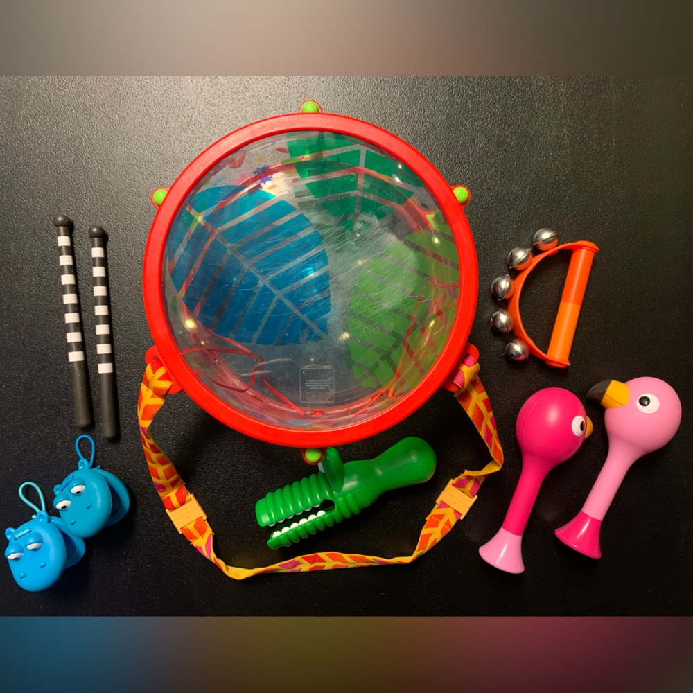 Battat Animal Jamboree Toy Drum with 5 Musical Instruments